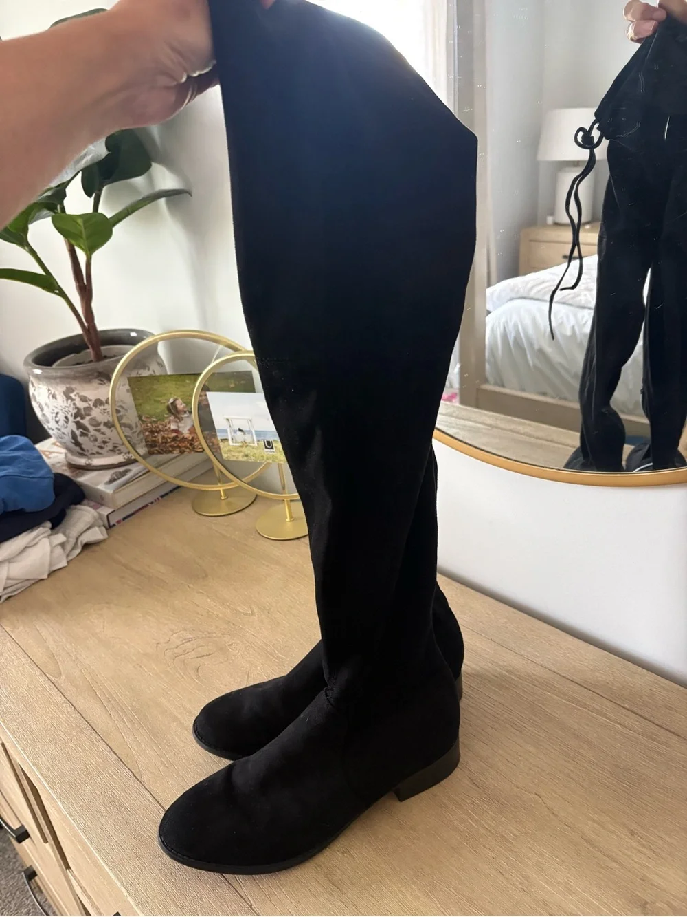Merona Black Over-the-Knee Suede Boots 8 Like New